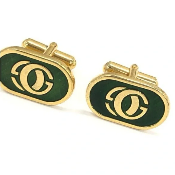Gucci Gold and Green Cufflinks Set - Picture 2 of 9